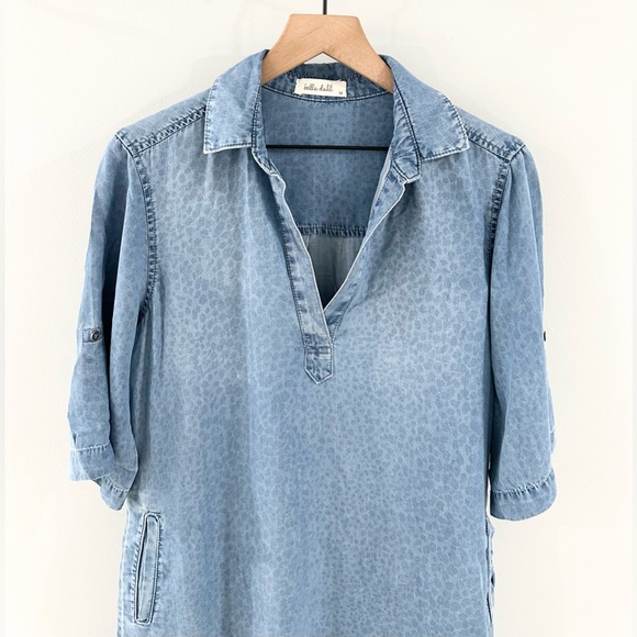 Bella Dahl Polka Dot Chambray Dress Size Medium - Picture 2 of 5